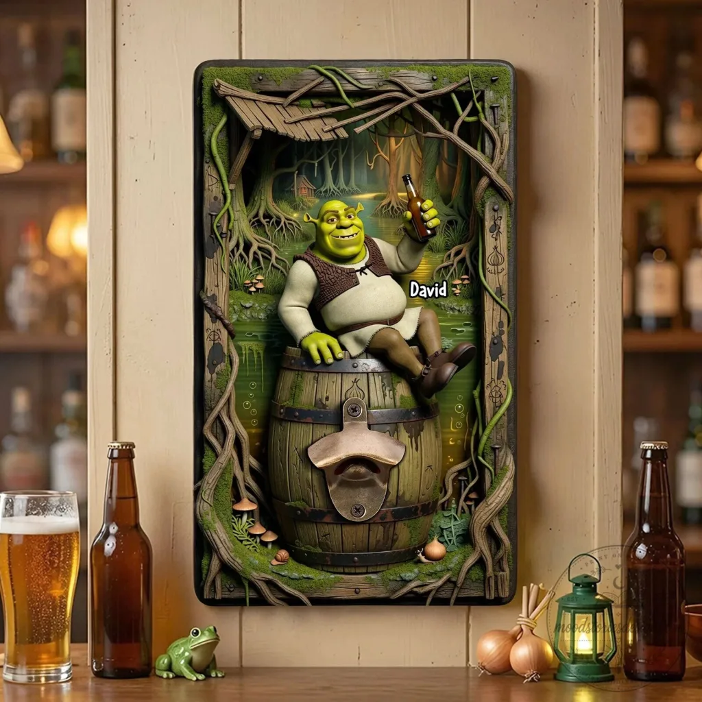 Shrek Personalized Wall Mounted Bottle Opener for Home Bar Decor Shrek Personalized Wall Mounted Bottle Opener for Home Bar Decor
