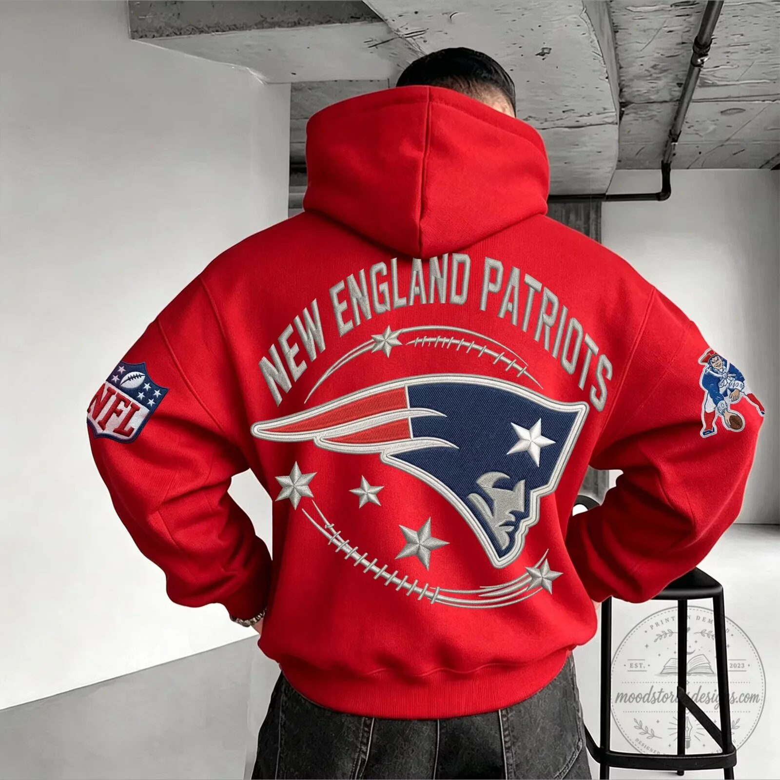 New England Patriots National Football League Red Embroidered Hoodie 2 New England Patriots National Football League Red Embroidered Hoodie