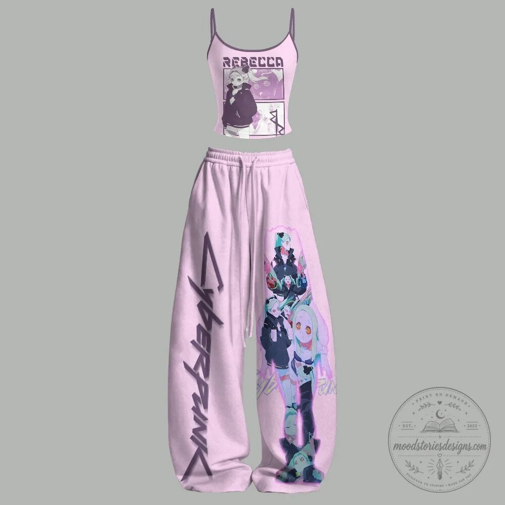 Cyberpunk Edgerunners Rebecca Anime Character Two-Piece Tank Top and Pants Set