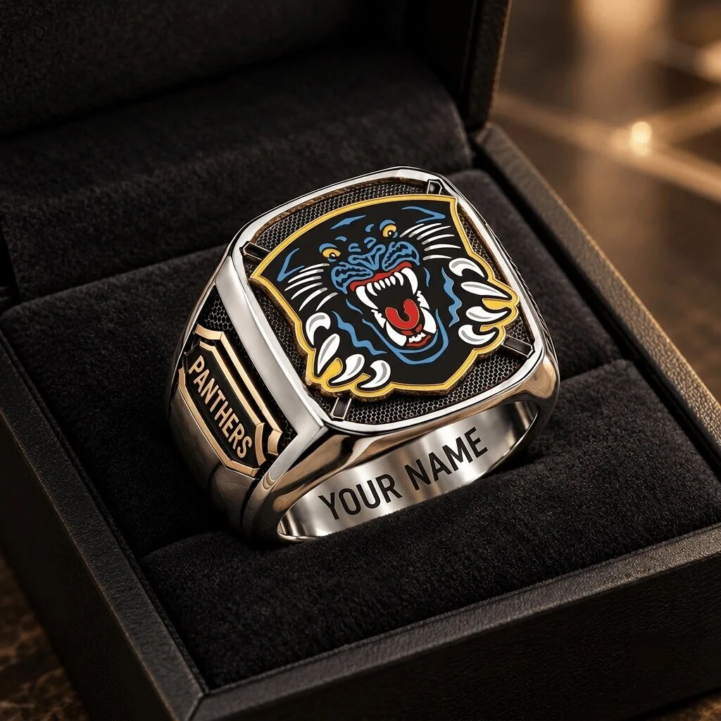 Nottingham Panthers Ice Hockey Team Custom Fan Ring with Your Name Engraved