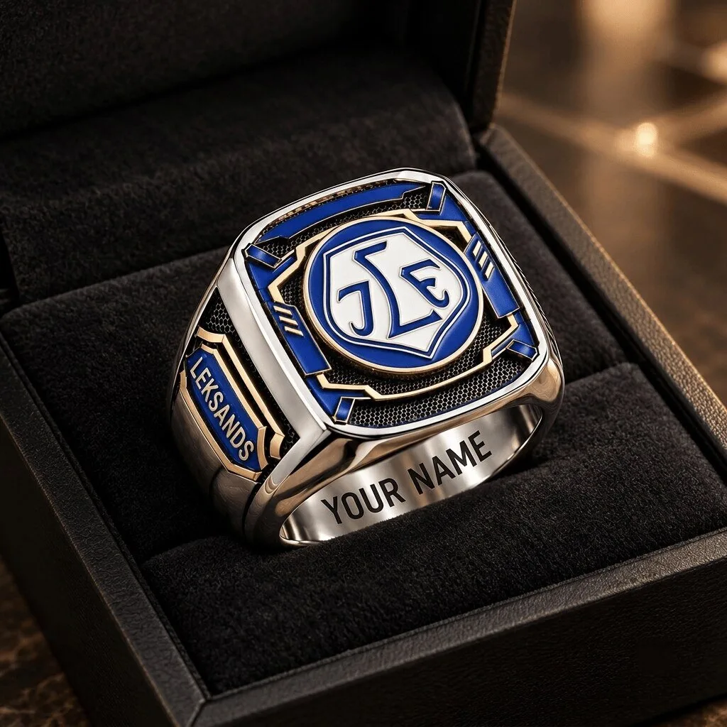 Leksands IF SHL Hockey Team Custom Engraved Fan Ring