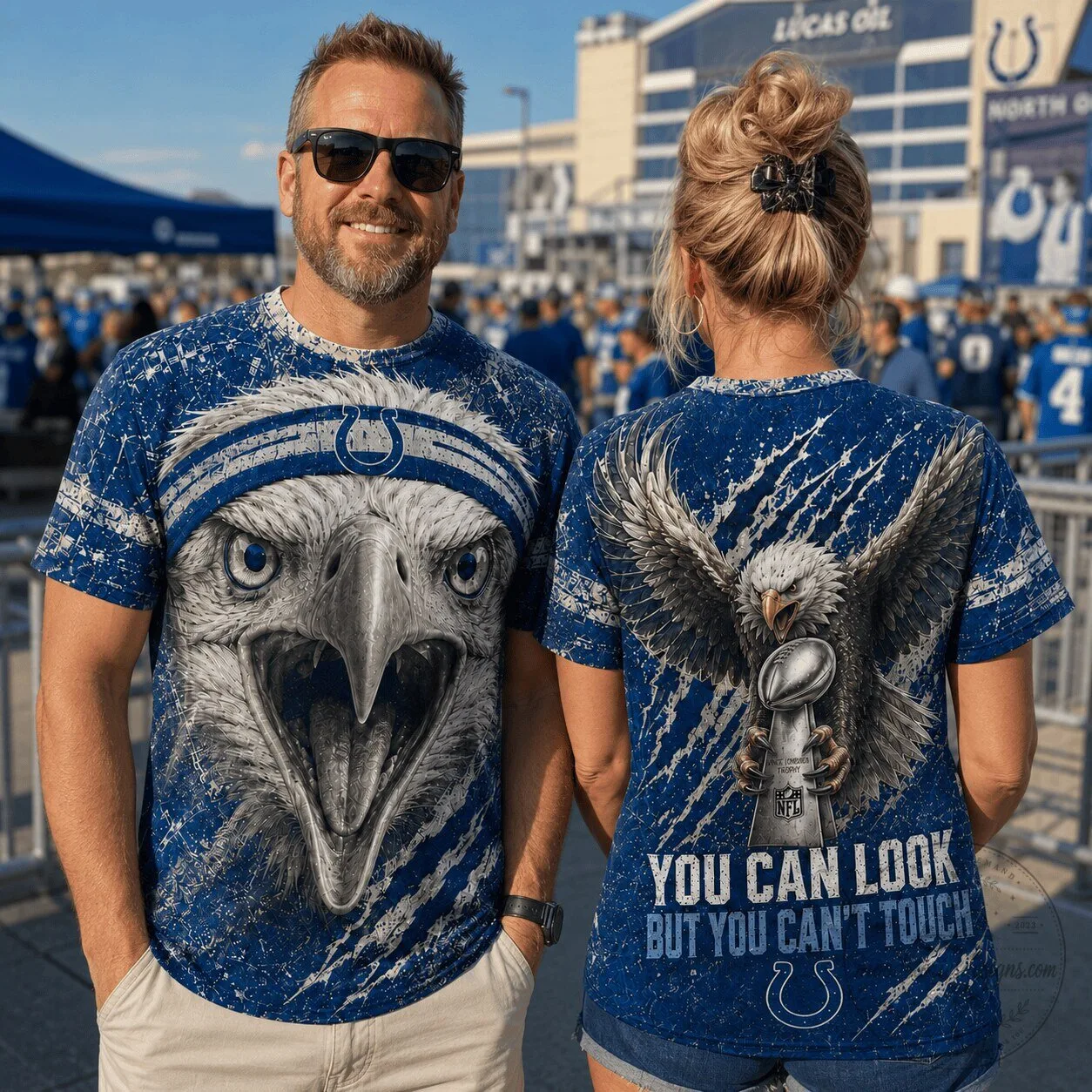 Indianapolis Colts Football Aggressive Eagle Championship Trophy Graphic T-Shirt