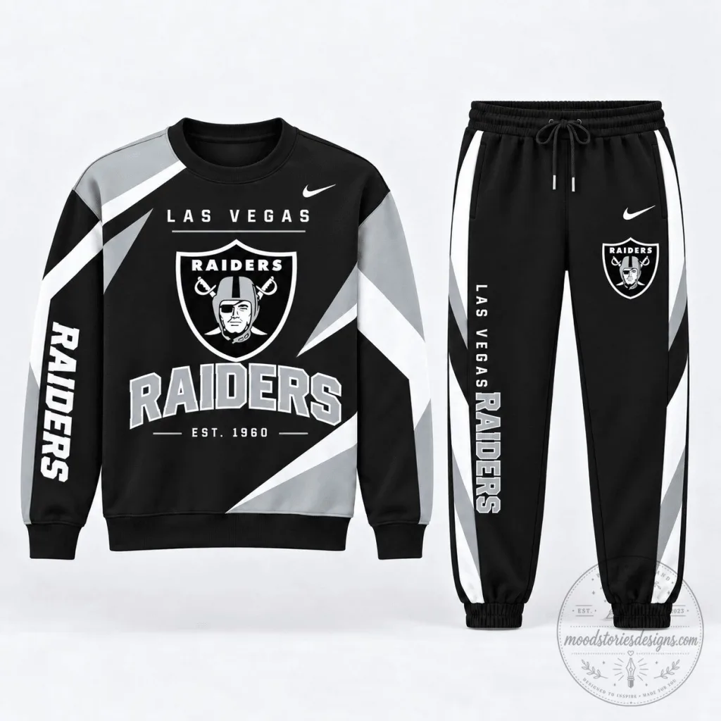 Las Vegas Raiders NFL Football Team Crewneck Sweatshirt and Jogger Pants Set Las Vegas Raiders NFL Football Team Crewneck Sweatshirt and Jogger Pants Set