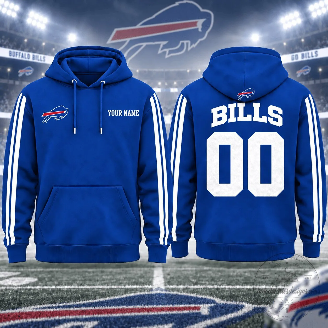 Buffalo Bills Personalized Name and Number Royal Blue Hoodie