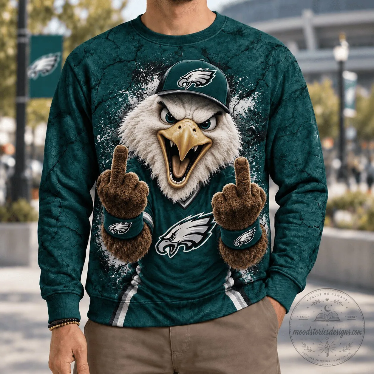 Philadelphia Eagles Funny Mascot Hand Sign Football Fan Sweatshirt