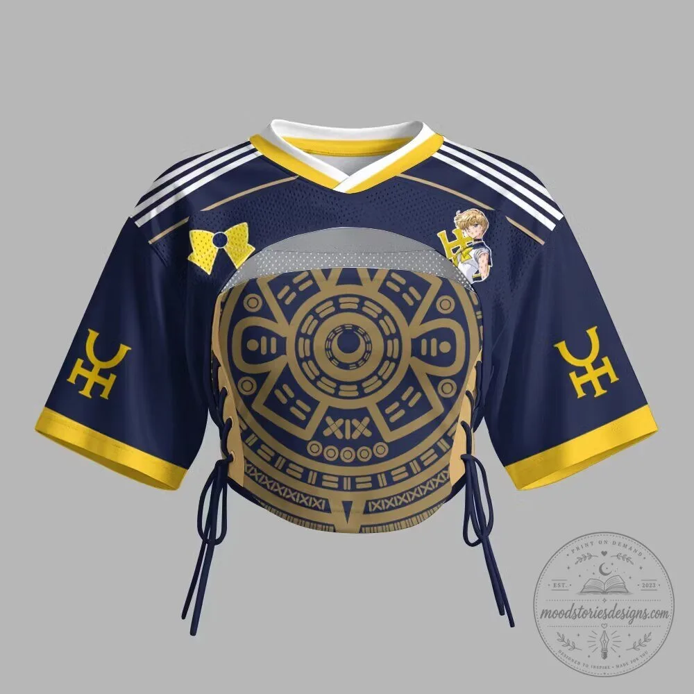 Aztec Calendar Crop Top Jersey with Sailor Moon Character Design