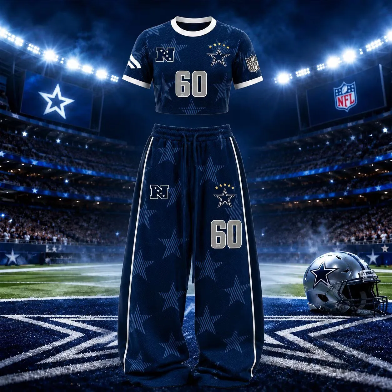 Dallas Cowboys Women's Cropped Top and Wide Leg Pants Set