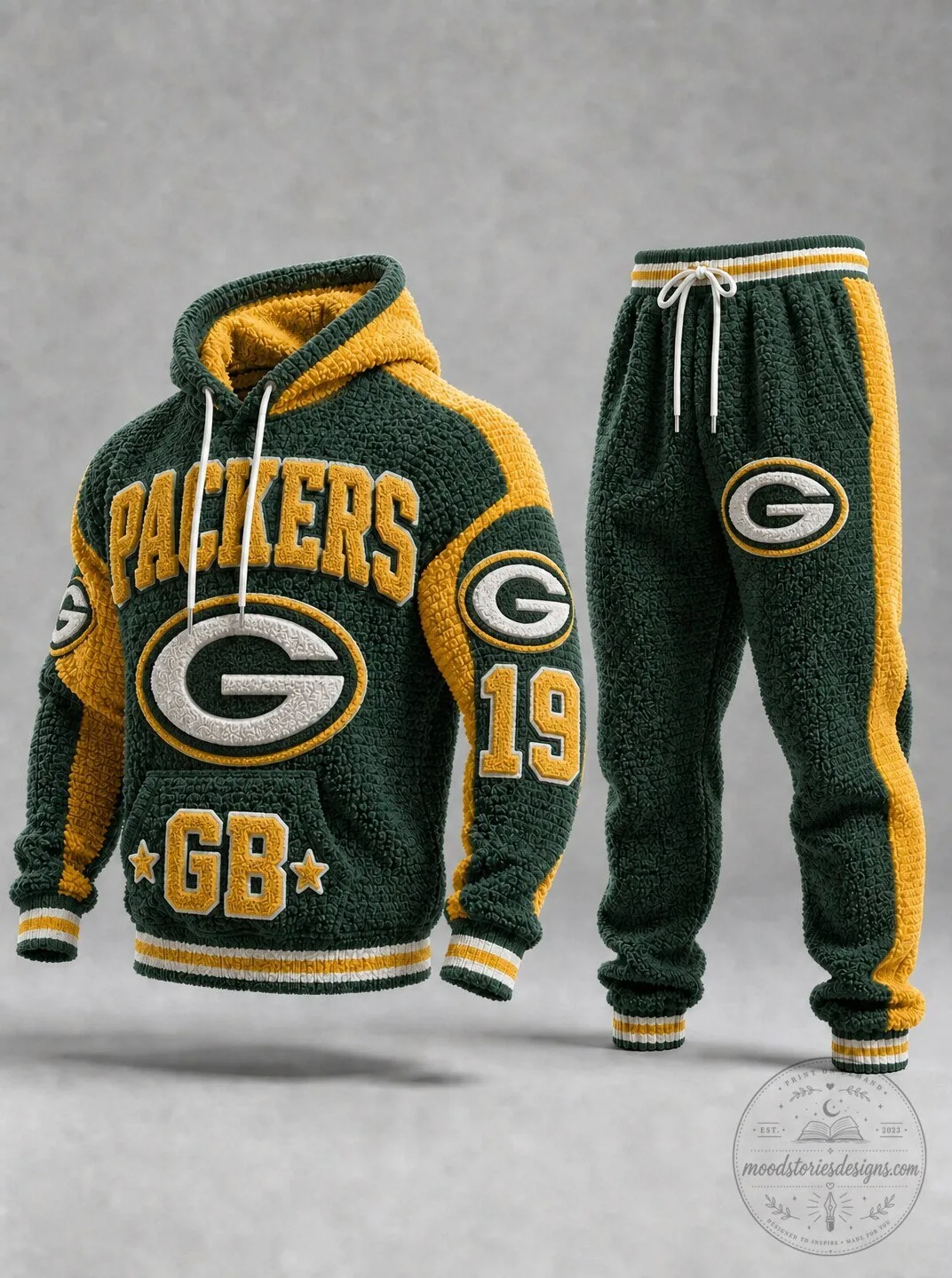 Green Bay Packers Green and Gold Textured Fleece Hoodie
