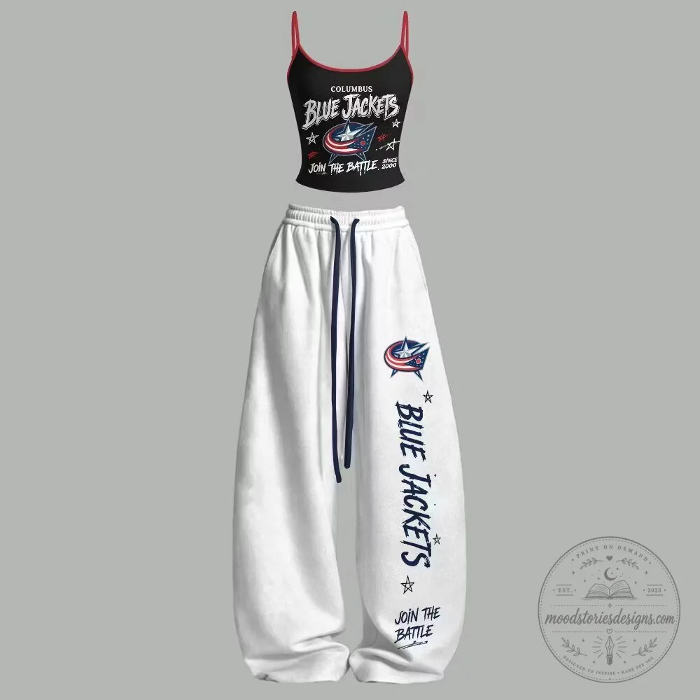 Columbus Blue Jackets NHL Hockey Team Women's Tank Top and Sweatpants Set