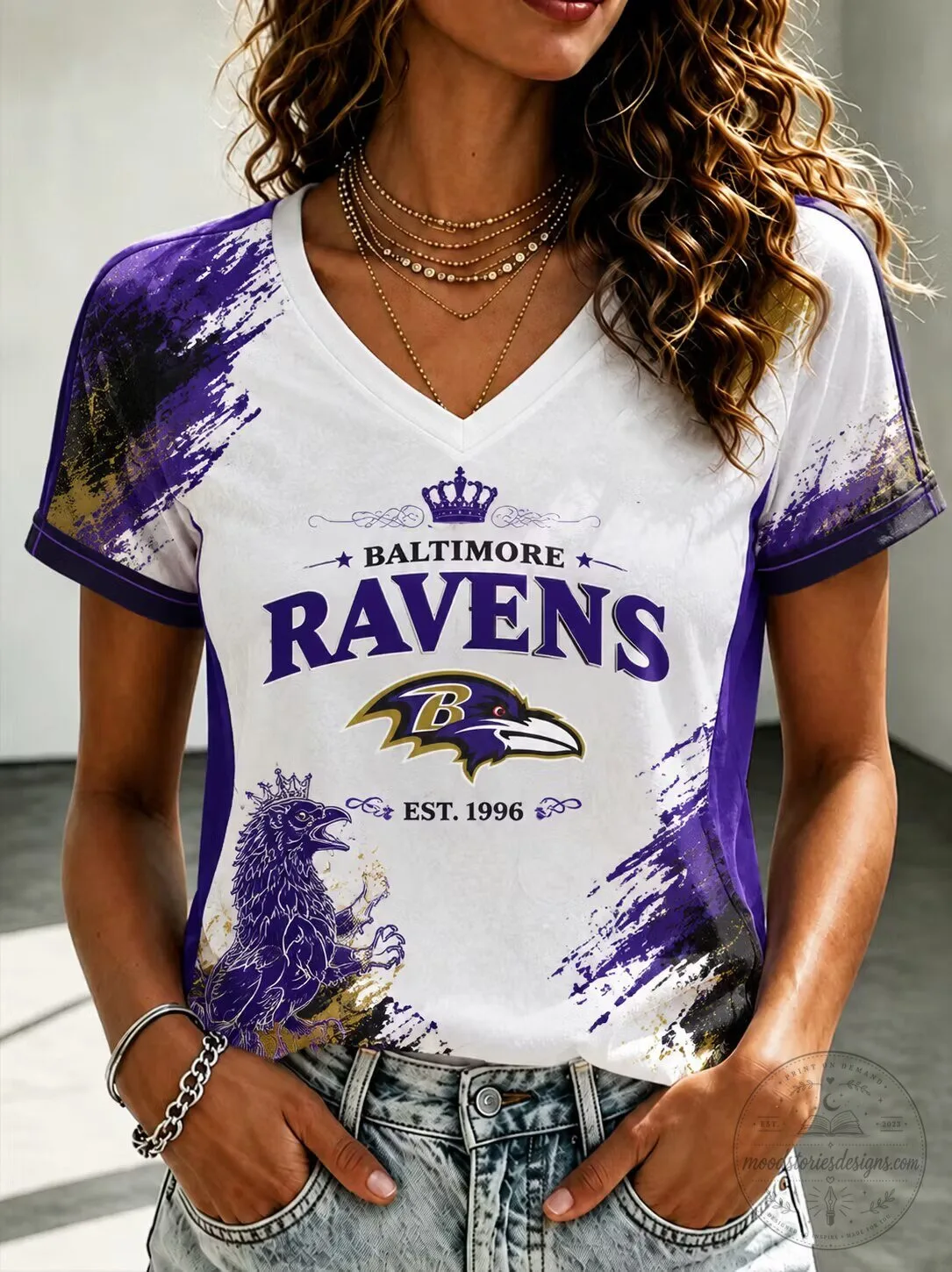 Baltimore Ravens Football Team Est. 1996 Fan V-Neck T-Shirt 2 Baltimore Ravens Football Team Est. 1996 Fan V-Neck T-Shirt