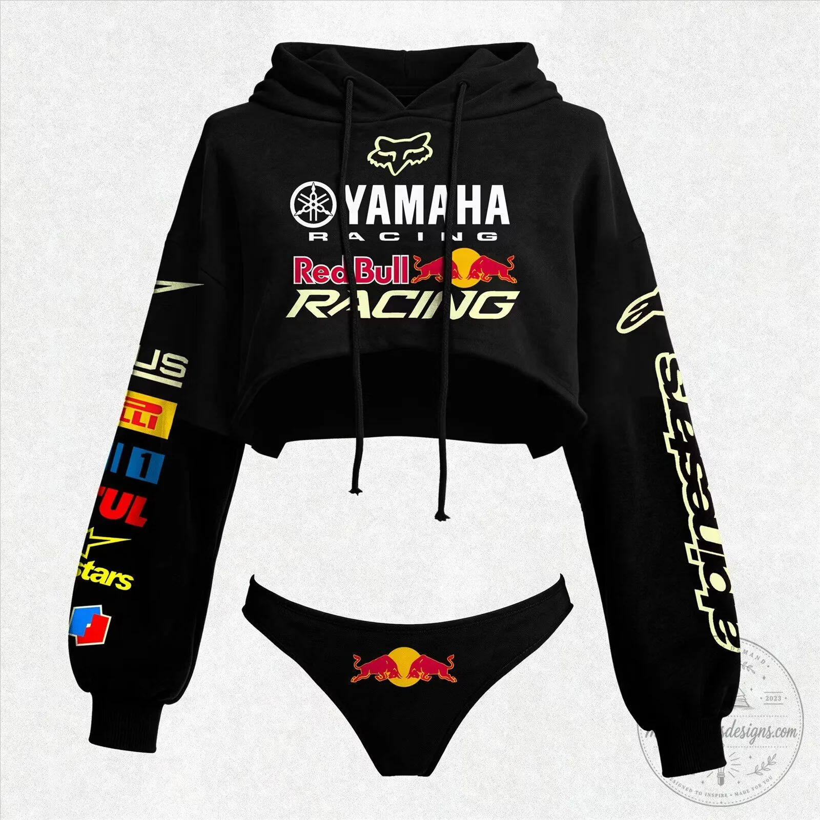 Yamaha Red Bull Racing Team Logo Women's Cropped Hoodie