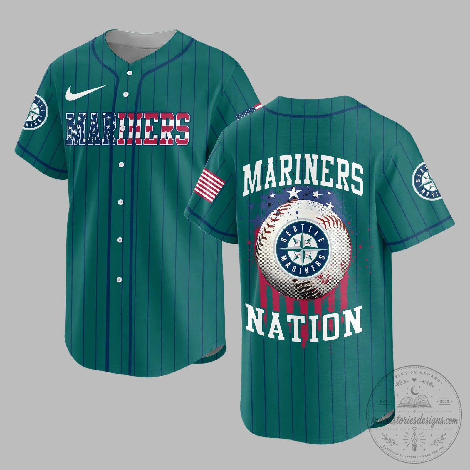 Seattle Mariners Baseball Team USA Flag Edition Baseball Jersey 1 Seattle Mariners Baseball Team USA Flag Edition Baseball Jersey