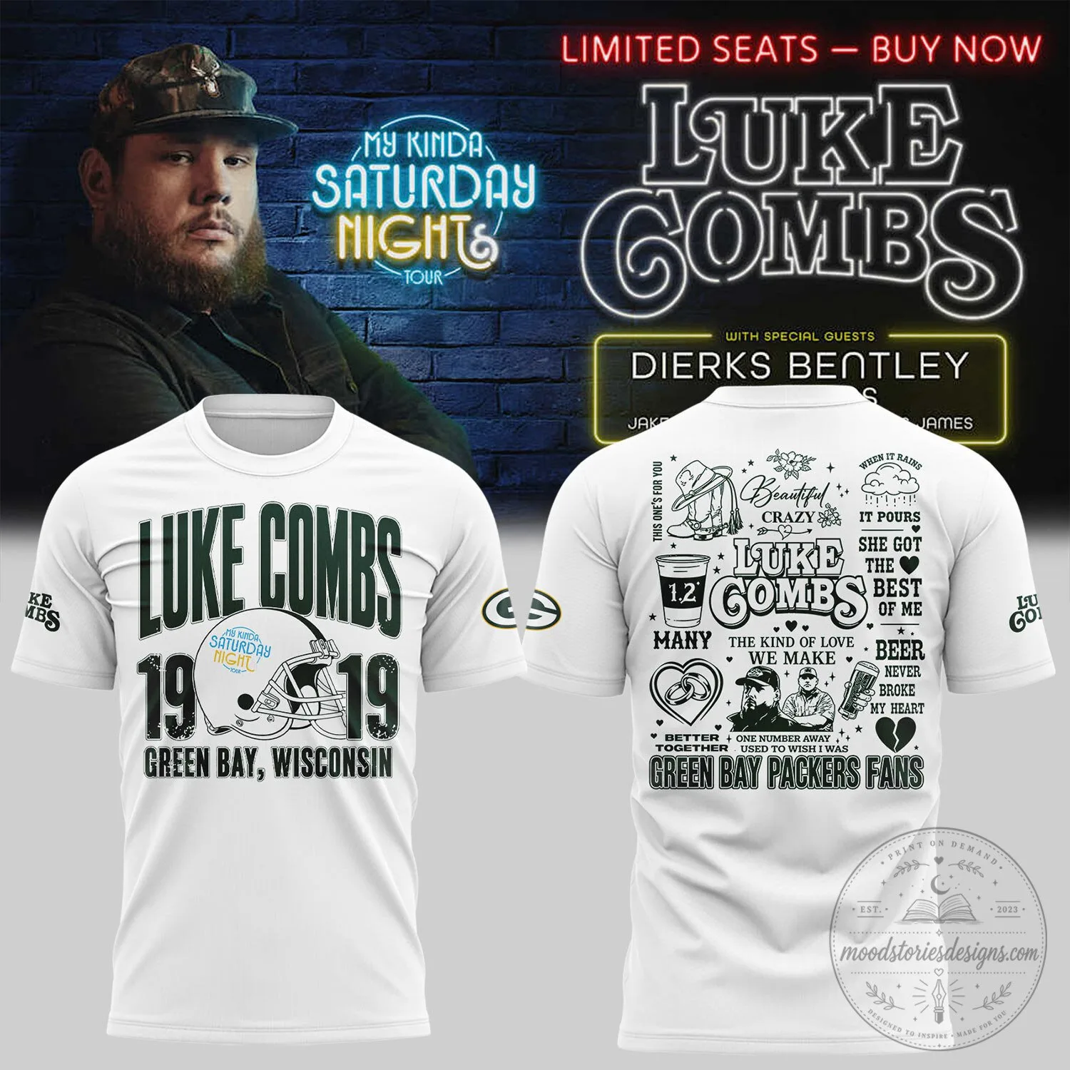 Luke Combs My Kinda Saturday Night Tour Lambeau Field Green Bay Wisconsin T-Shirt 4 Luke Combs My Kinda Saturday Night Tour Lambeau Field Green Bay Wisconsin T-Shirt