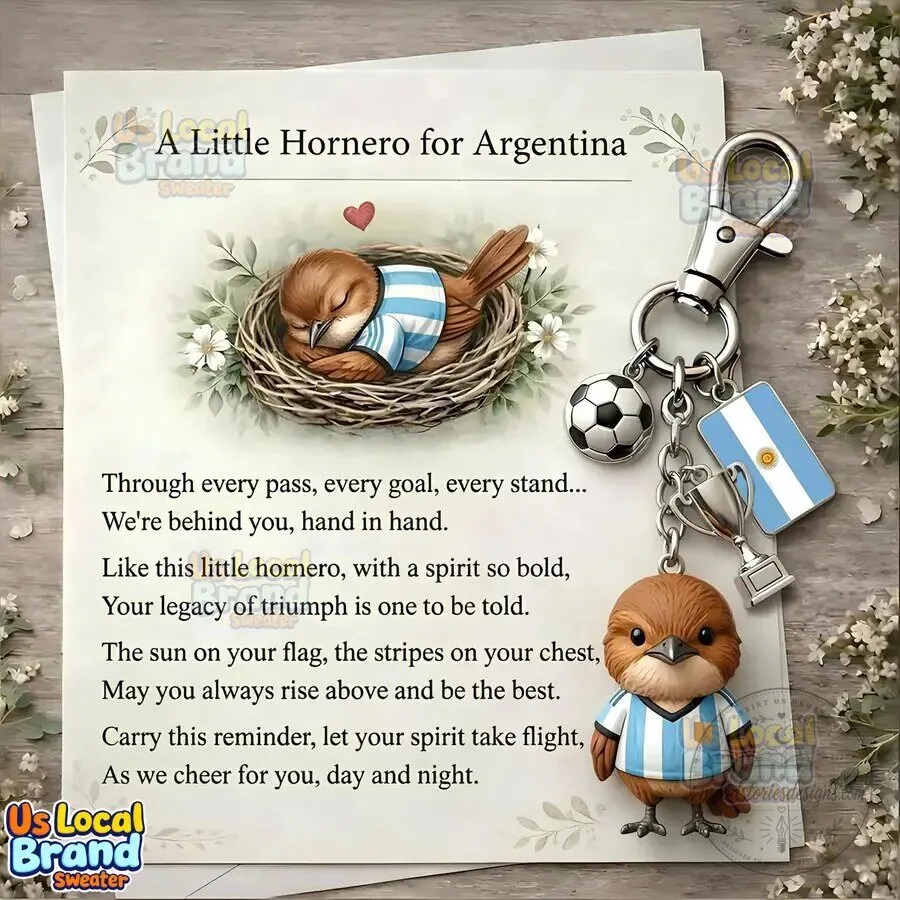 Argentina National Football Team Hornero Bird Keychain with Soccer Ball Charm