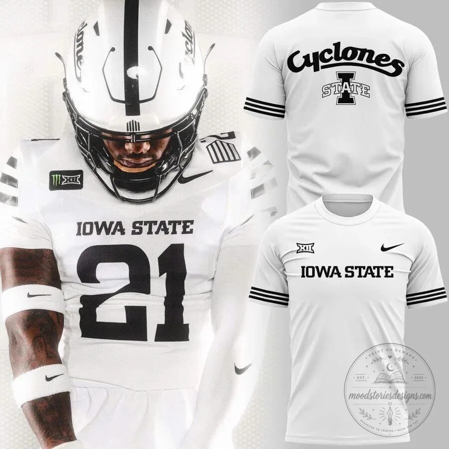 Iowa State Cyclones Football Team White Uniform Style T-Shirt