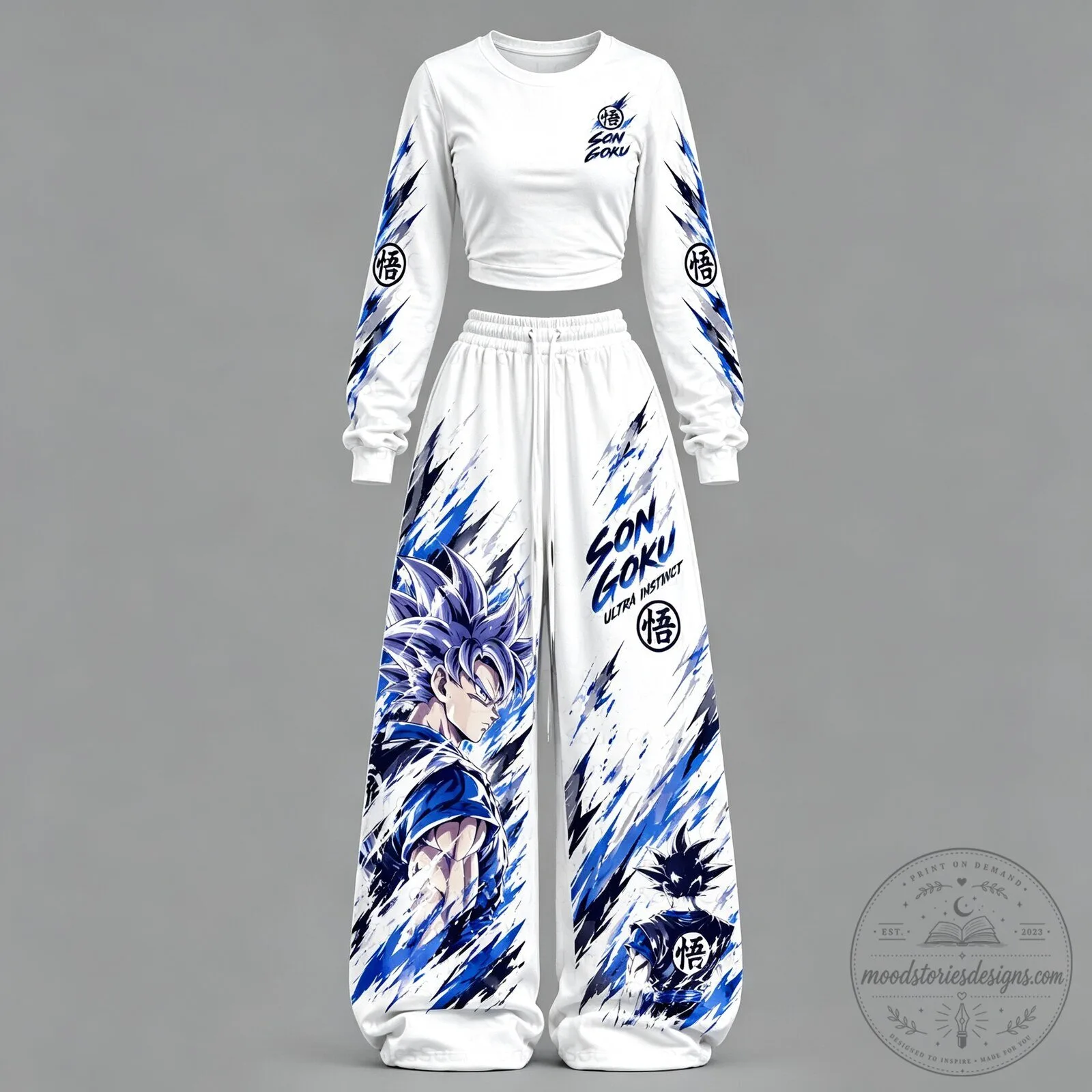 Dragon Ball Z Son Goku Ultra Instinct Long Sleeve Crop Top and Pants Set