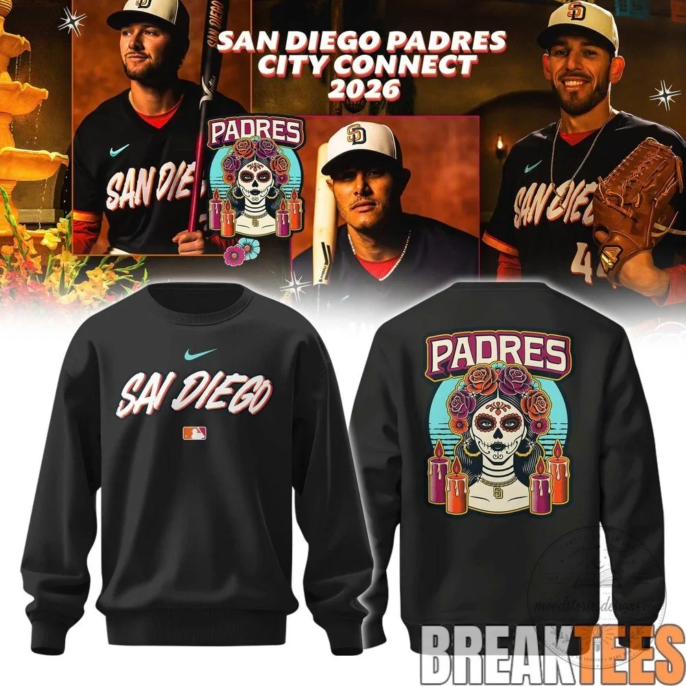 San Diego Padres Day of the Dead Sugar Skull Black Sweatshirt