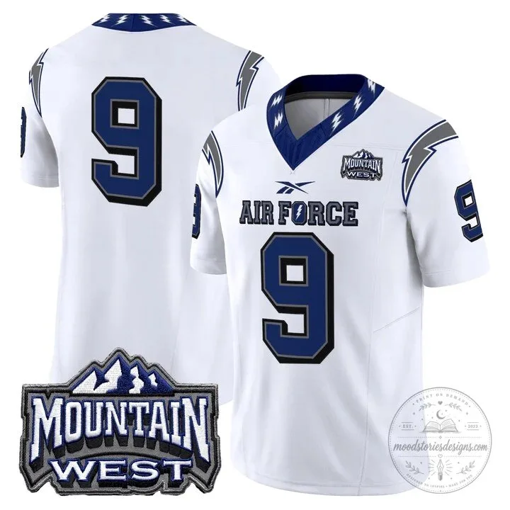 Air Force Falcons Number 9 White Mountain West Conference Football Jersey