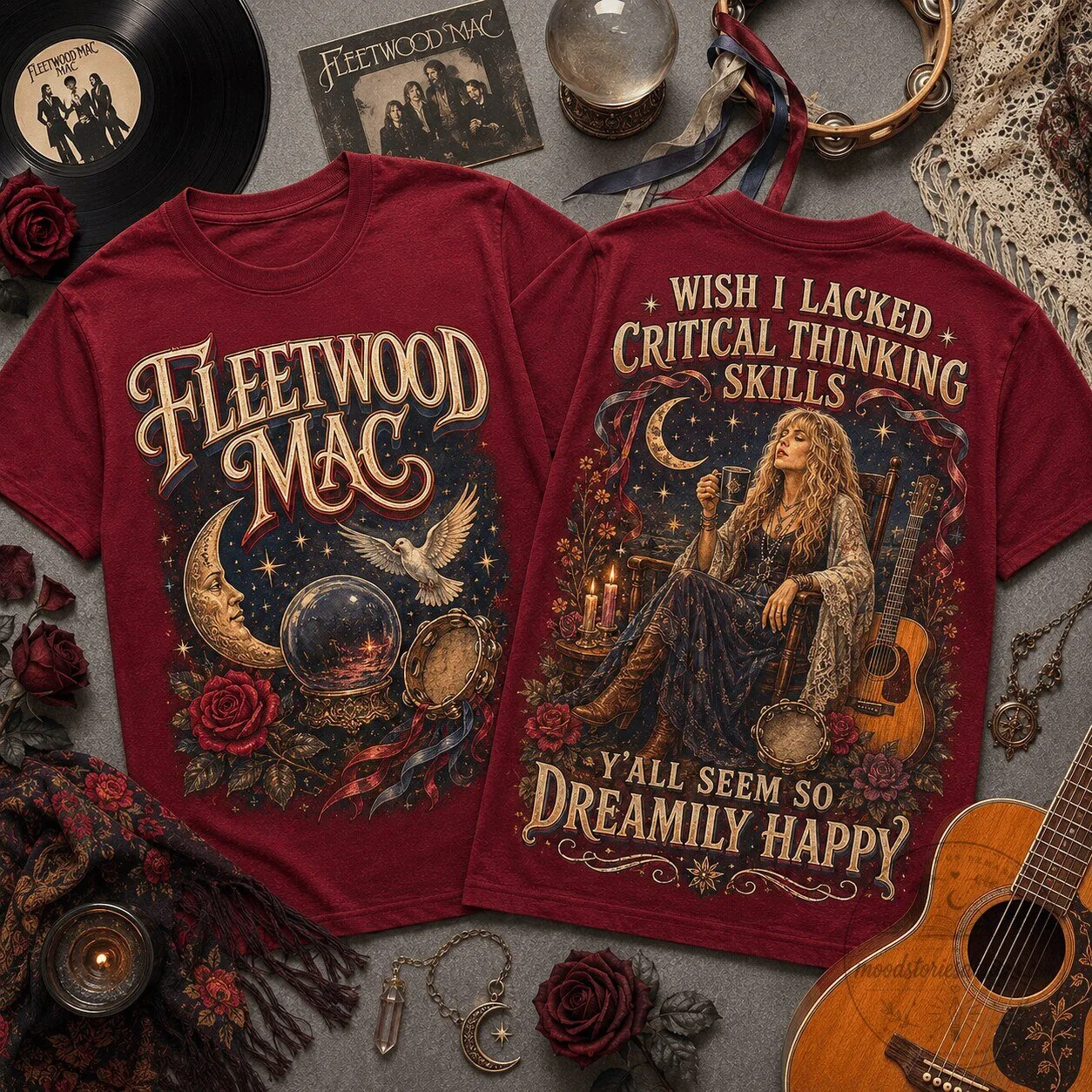Fleetwood Mac Critical Thinking Skills Dreamily Happy Graphic T-Shirt