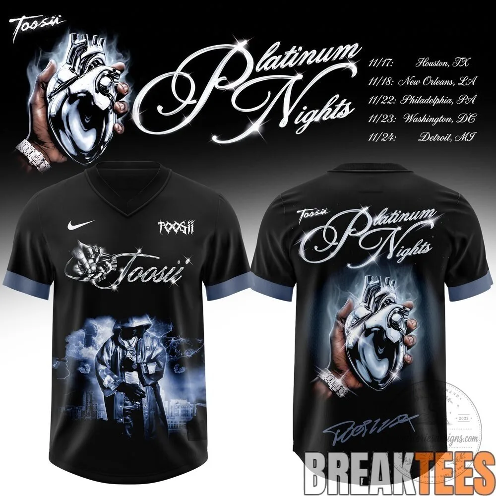 Toosii Platinum Nights Tour Concert Schedule Black Football Jersey