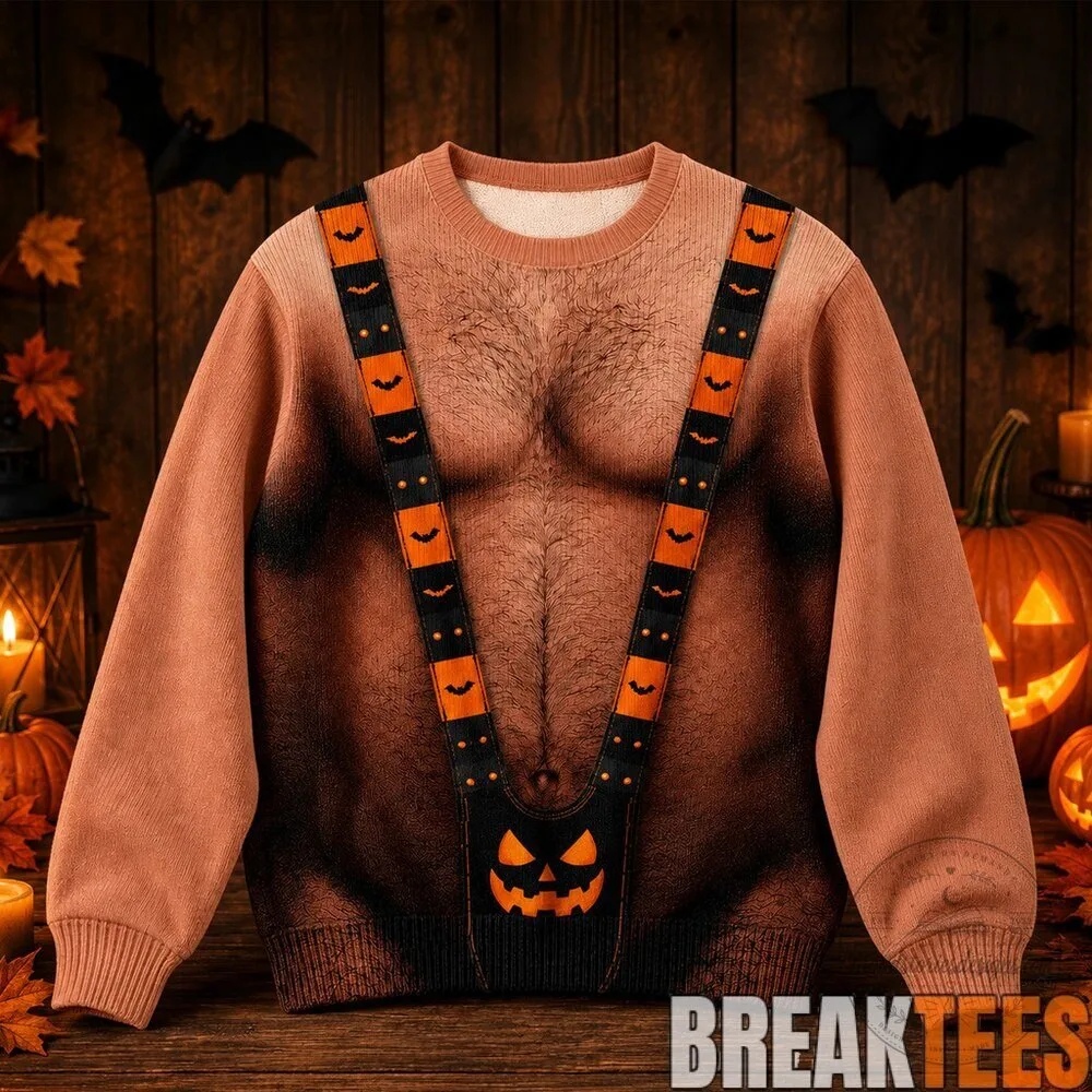 Funny Hairy Chest Halloween Costume Ugly Sweater 4 Funny Hairy Chest Halloween Costume Ugly Sweater