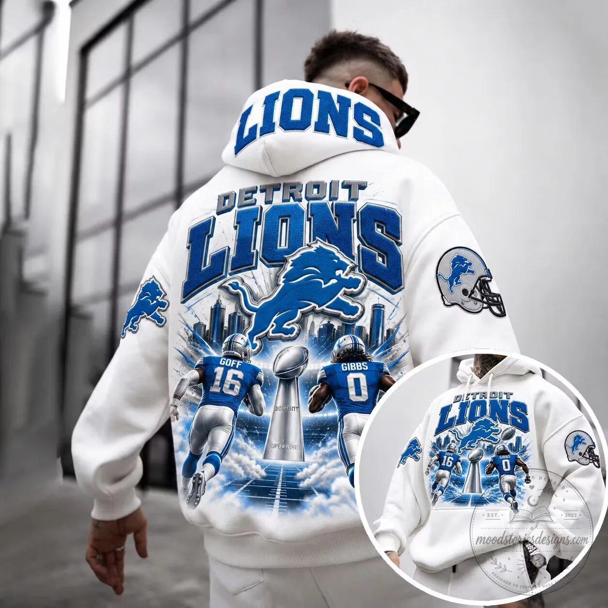 Detroit Lions Football Team Super Bowl Champions White Hoodie
