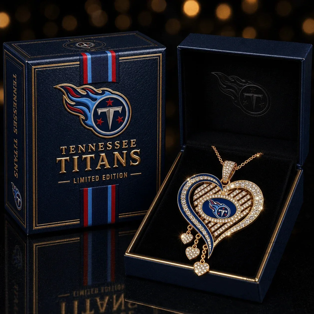 Tennessee Titans Heart Shaped Diamond Pendant Necklace