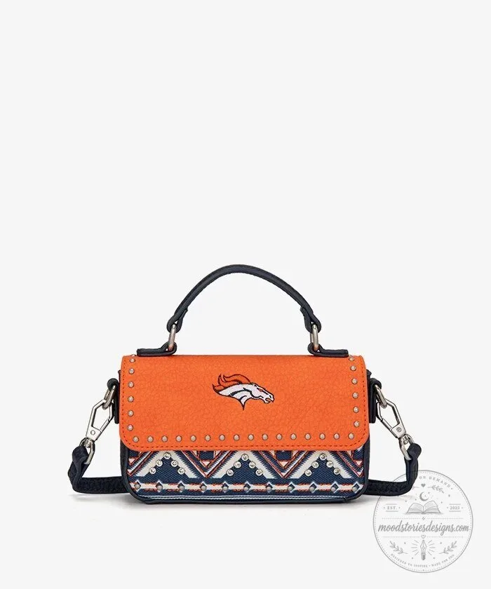 Denver Broncos Football Team Orange Studded Crossbody Bag