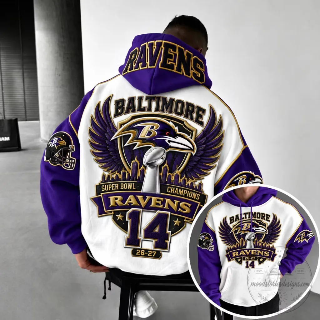 Baltimore Ravens Super Bowl Champions Number 14 Football Team Hoodie Baltimore Ravens Super Bowl Champions Number 14 Football Team Hoodie