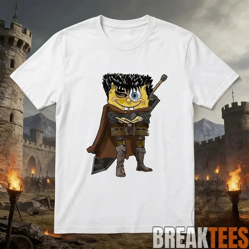 SpongeBob SquarePants Guts Berserk Anime Cartoon Character White T-Shirt 8 SpongeBob SquarePants Guts Berserk Anime Cartoon Character White T-Shirt