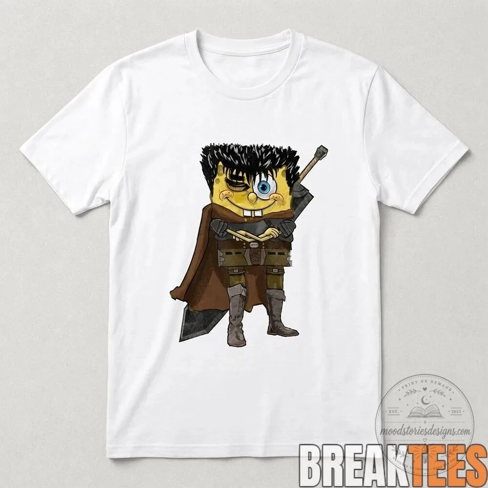 SpongeBob SquarePants Guts Berserk Anime Cartoon Character White T-Shirt 9 SpongeBob SquarePants Guts Berserk Anime Cartoon Character White T-Shirt
