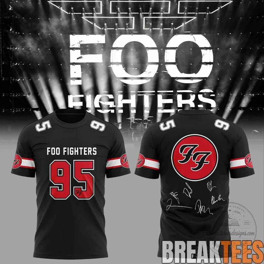 Foo Fighters Rock Band Black Football Jersey with Signatures