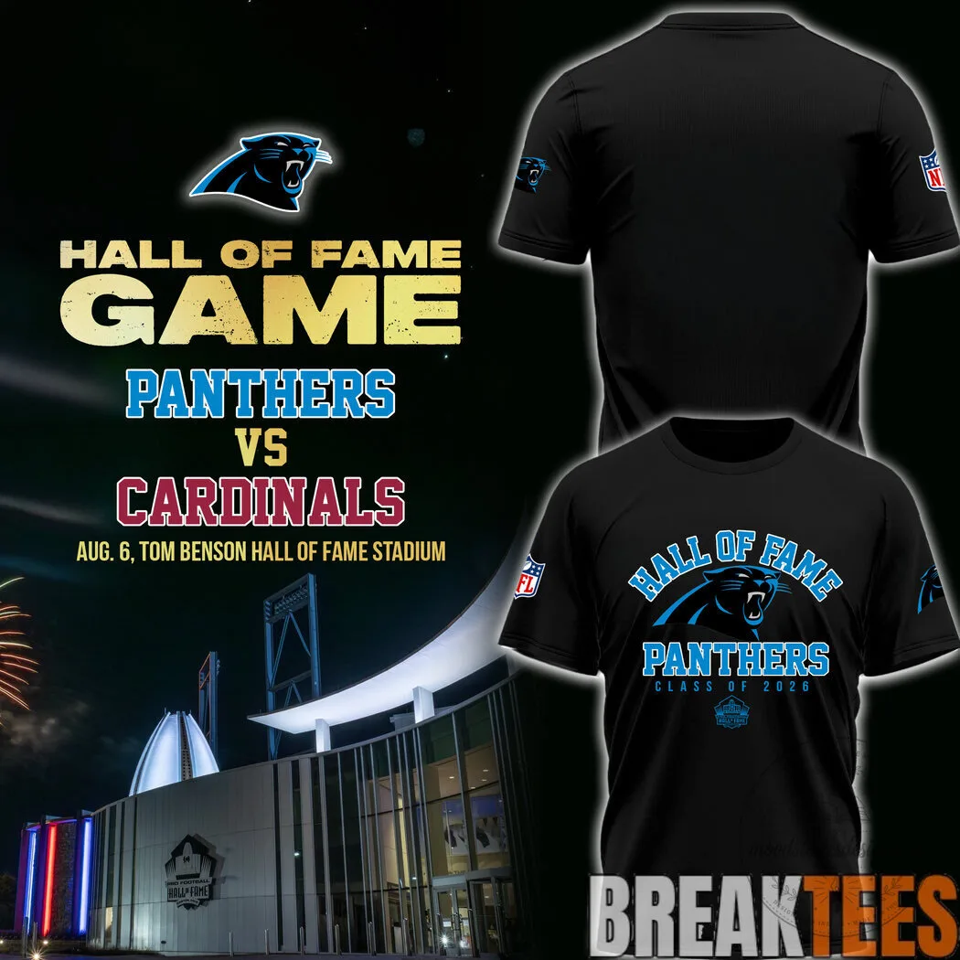 Carolina Panthers Hall of Fame Game 2026 Black Short Sleeve T-Shirt