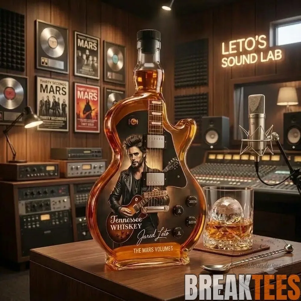 Jared Leto Thirty Seconds to Mars Guitar Shaped Whiskey Bottle