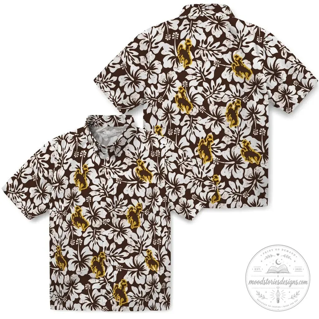 Floral Hawaiian Shirt Featuring Hawaii Versus Wyoming Cowboys Design