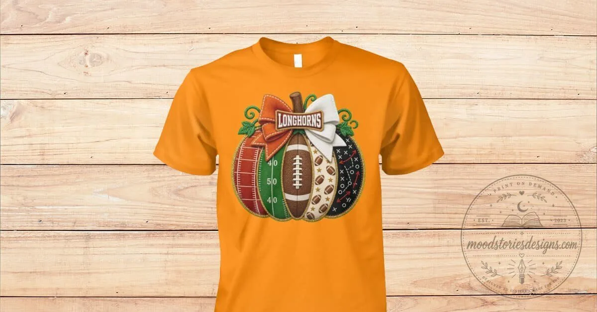 Hook 'Em Longhorns Football Pumpkin Autumn Season T-Shirt