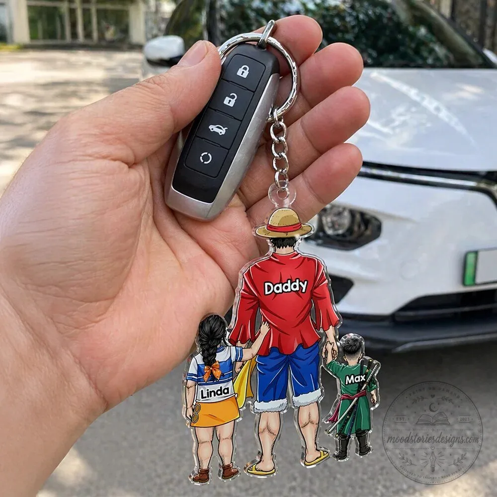 Personalized Dad and Children Anime Style Keychain 8 Personalized Dad and Children Anime Style Keychain