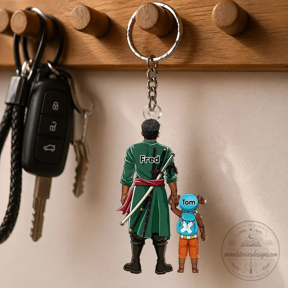 Personalized Dad and Children Anime Style Keychain 9 Personalized Dad and Children Anime Style Keychain