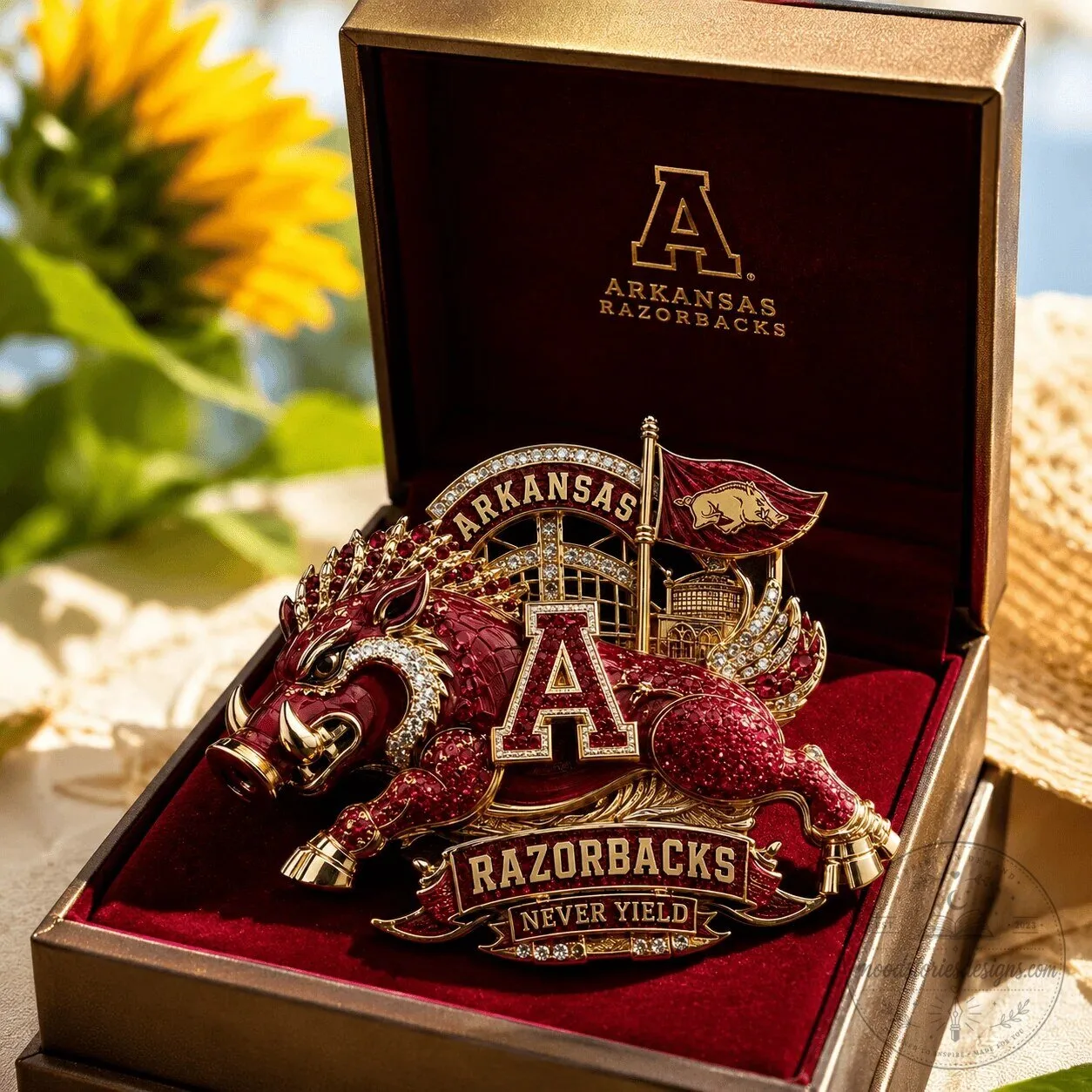 Arkansas Razorbacks Wild Boar Mascot Diamond Encrusted Lapel Pin