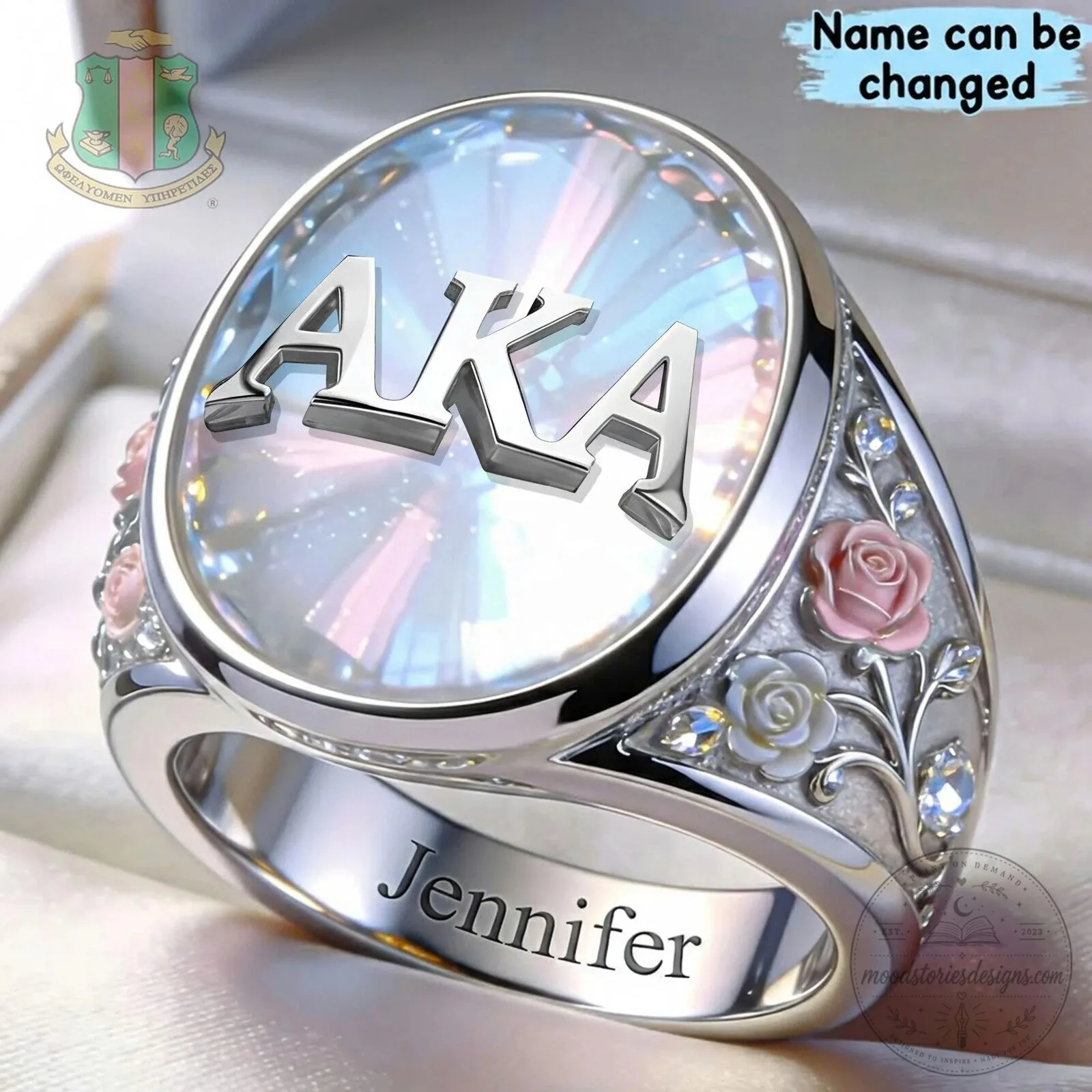Alpha Kappa Alpha Sorority Inc. Personalized Rose Gold Ring 1 Alpha Kappa Alpha Sorority Inc. Personalized Rose Gold Ring