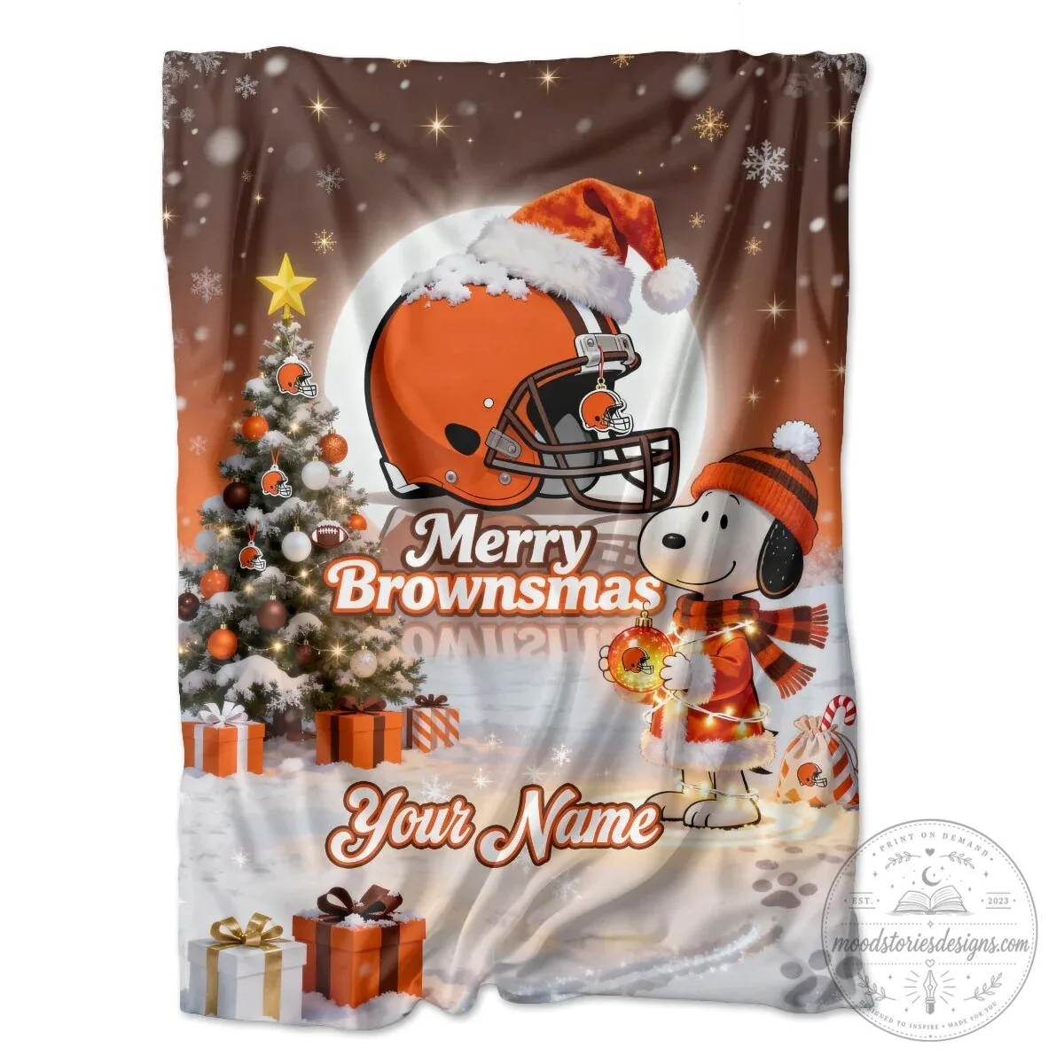 Cleveland Browns Snoopy Merry Brownsmas Christmas Fleece Blanket 7 Cleveland Browns Snoopy Merry Brownsmas Christmas Fleece Blanket