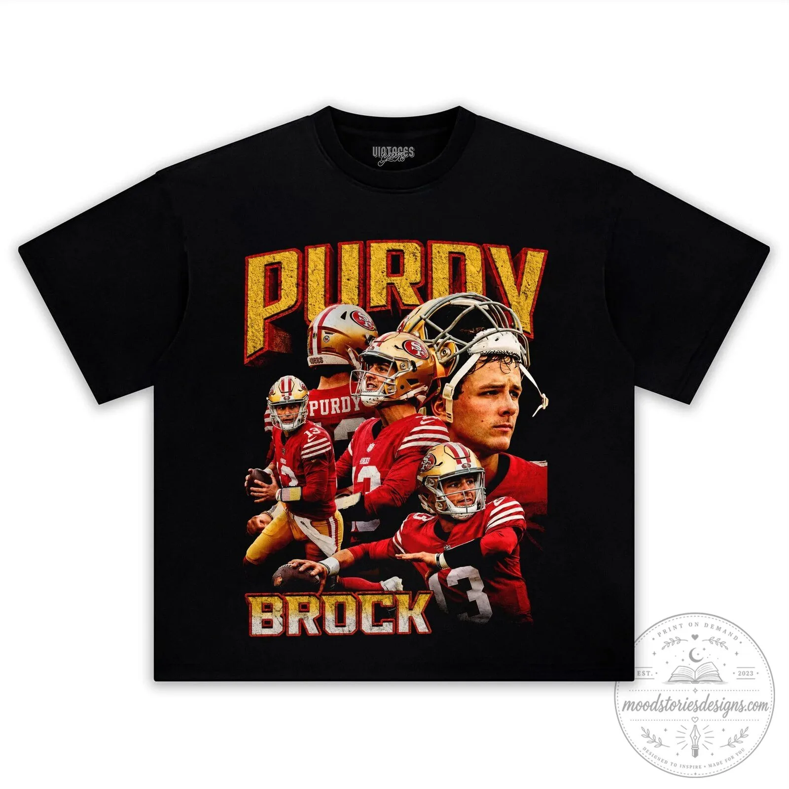Vintage San Francisco 49ers Football T-Shirt featuring Brock Purdy Graphic Design