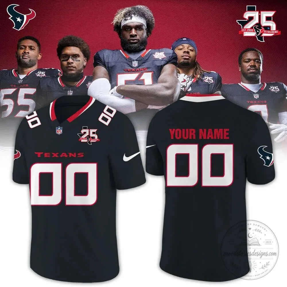 Houston Texans Football 25th Anniversary Limited Edition Custom Jersey