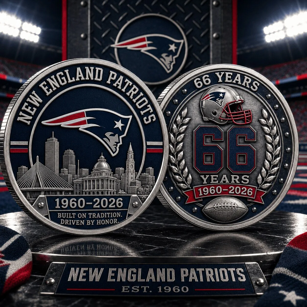 New England Patriots 66 Years Anniversary Commemorative Challenge Coin 5 New England Patriots 66 Years Anniversary Commemorative Challenge Coin