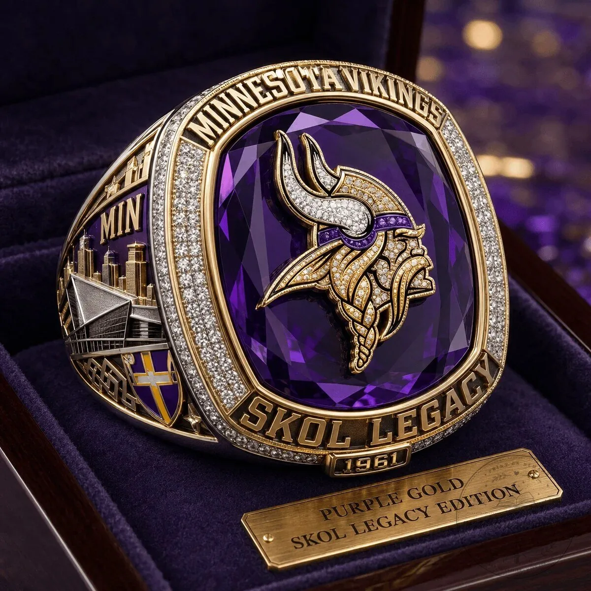 Exclusive Minnesota Vikings Engraved Round Ring - Limited Edition 1 Exclusive Minnesota Vikings Engraved Round Ring - Limited Edition