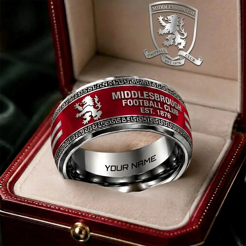 Middlesbrough Football Club Personalized Engraved Stainless Steel Ring