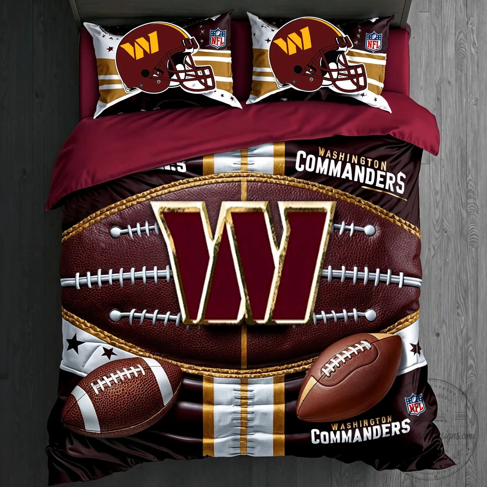 Washington Commanders Football Team Logo and Helmet NFL Bedding Set 7 Washington Commanders Football Team Logo and Helmet NFL Bedding Set