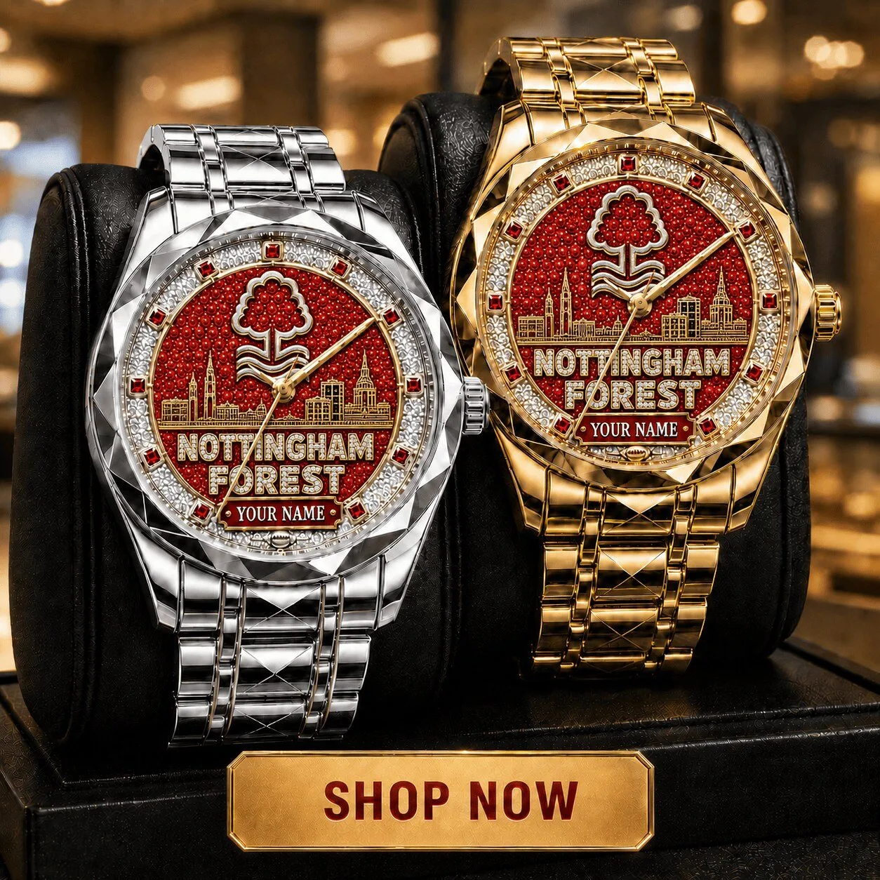 Nottingham Forest English Premier League Custom Gold and Silver Men's Watch 1 Nottingham Forest English Premier League Custom Gold and Silver Men's Watch