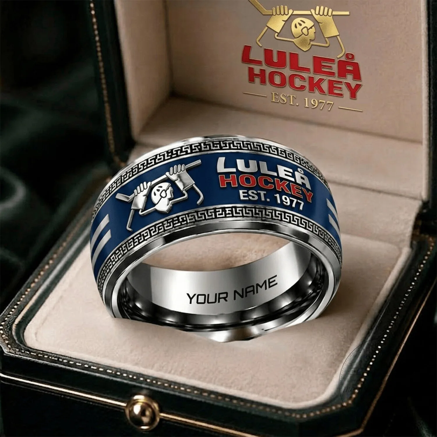 Luleå Hockey Team Personalized Stainless Steel Ring