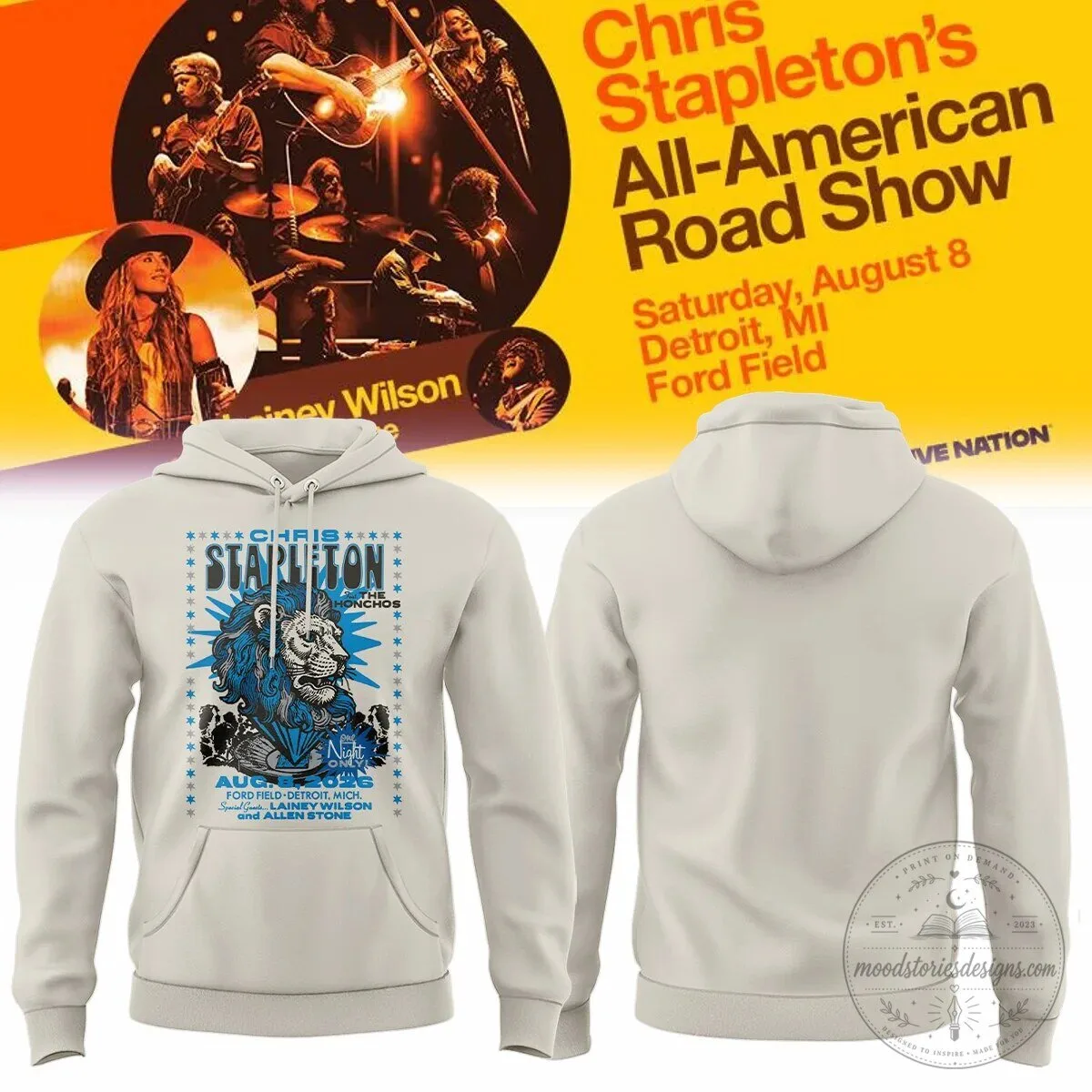 Detroit Concert Hoodie for the All-American Road Show by Chris Stapleton
